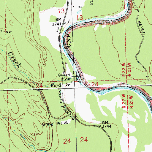 Topographic Map of Ford River Access, MT