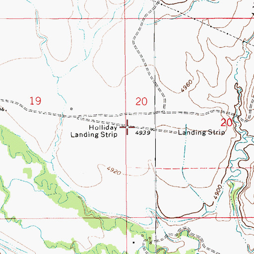 Topographic Map of Holliday Landing Strip (historical), MT