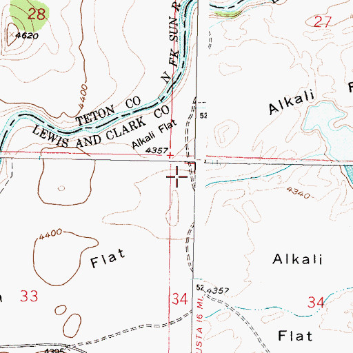 Topographic Map of Alkali Flat, MT
