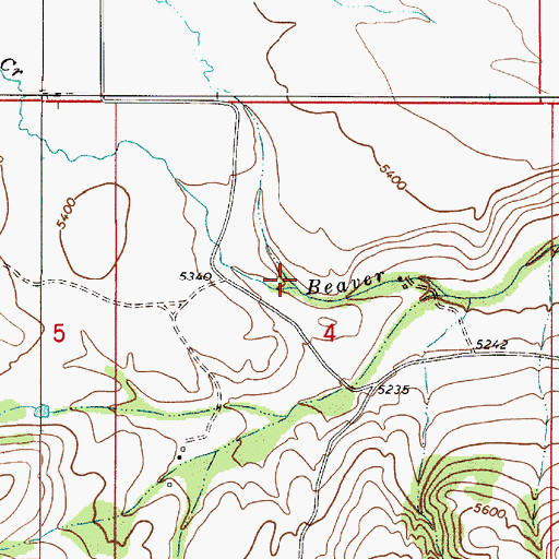 Topographic Map of Wry Creek, MT