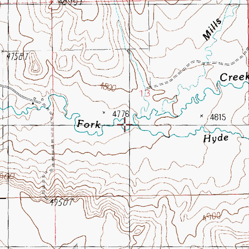 Topographic Map of Hyde Creek, MT