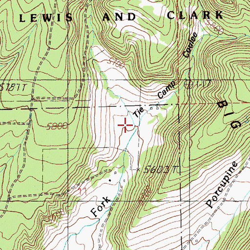 Topographic Map of Tie Camp Coulee, MT