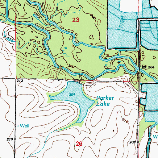 Topographic Map of Parker Lake Dam, AR