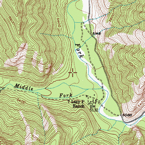 Topographic Map of Middle Fork Trailhead, MT