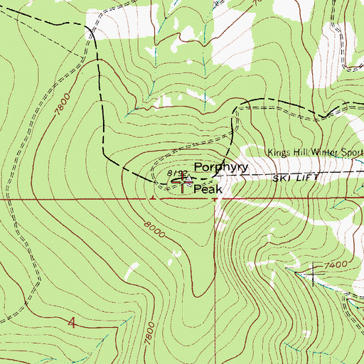 Topographic Map of Porphyry Peak Lookout, MT