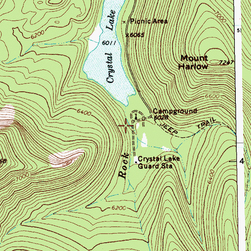 Topographic Map of Crystal Lake Campground, MT