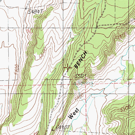Topographic Map of Yaple Bench, MT