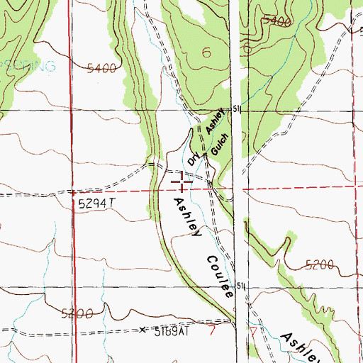 Topographic Map of Green Ashley Gulch, MT