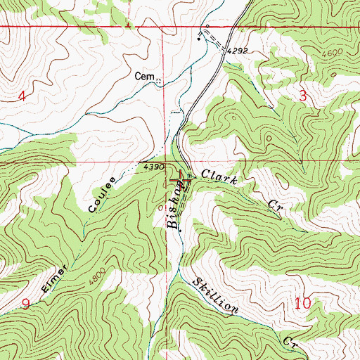 Topographic Map of Clark Creek, MT
