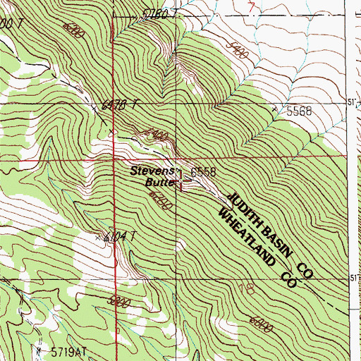 Topographic Map of Stevens Butte, MT