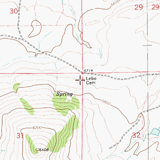 Topographic Map of Lebo Cemetery, MT