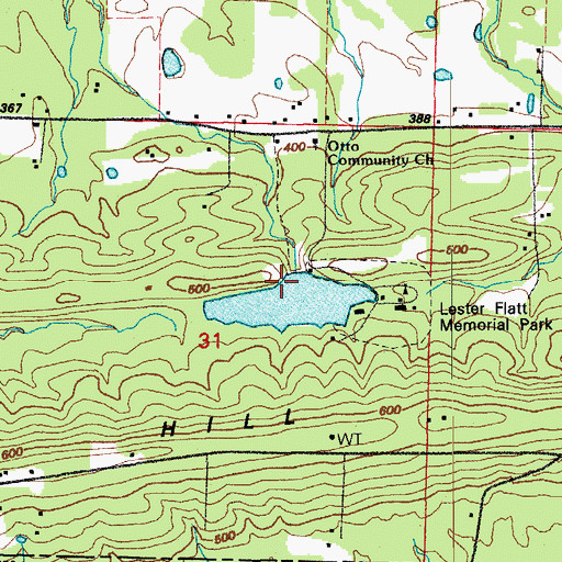Topographic Map of Bailey Lake Dam, AR