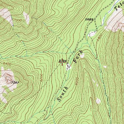 Topographic Map of South Fork Teton Trailhead, MT