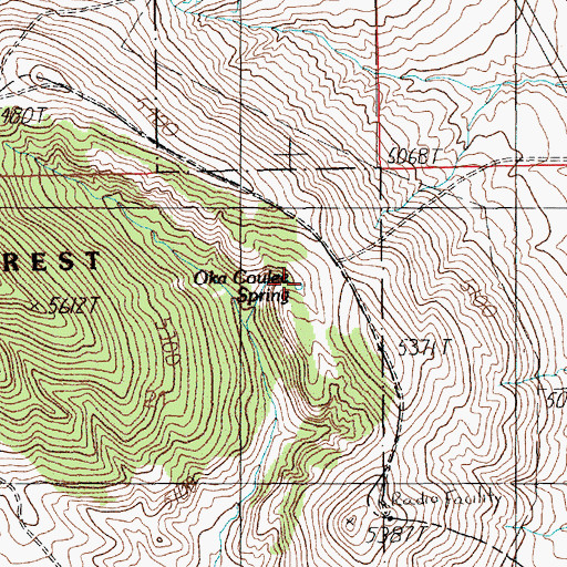 Topographic Map of Oka Coulee Spring, MT