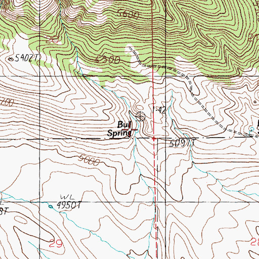 Topographic Map of Bull Spring, MT