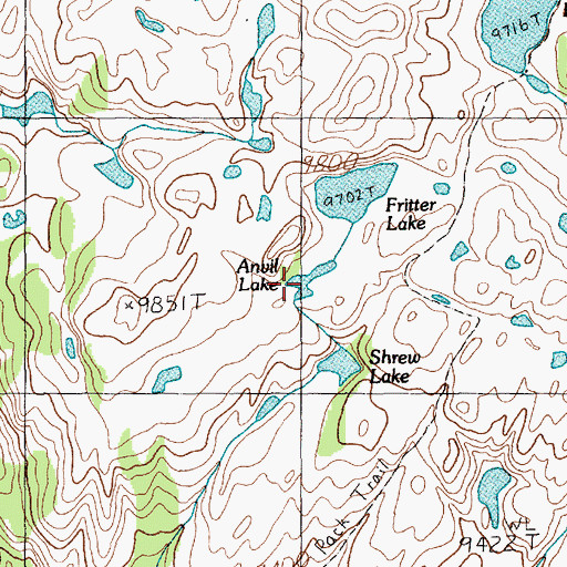 Topographic Map of Anvil Lake, MT