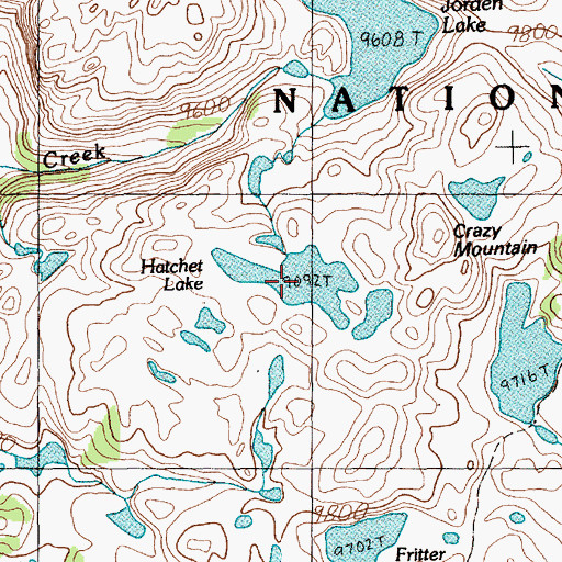 Topographic Map of Hatchet Lake, MT