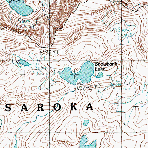 Topographic Map of Snowbank Lake, MT