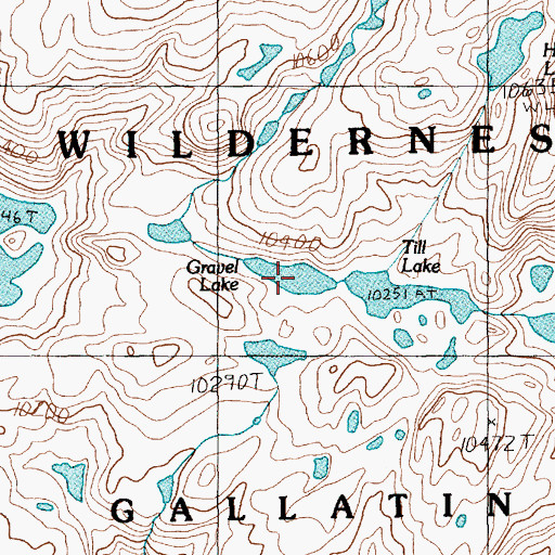 Topographic Map of Gravel Lake, MT