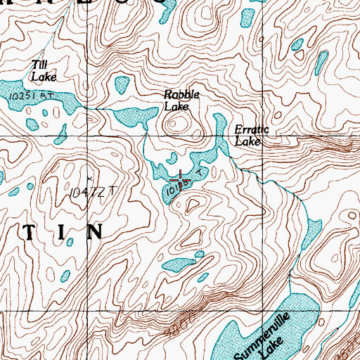 Topographic Map of Erratic Lake, MT
