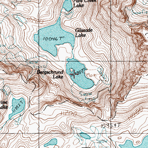 Topographic Map of Bergschrund Lake, MT
