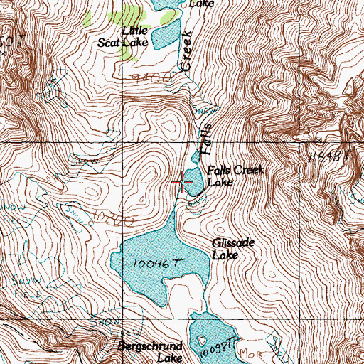 Topographic Map of Falls Creek Lake, MT