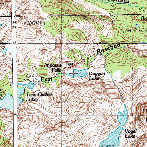 Topographic Map of Duggan Lake, MT