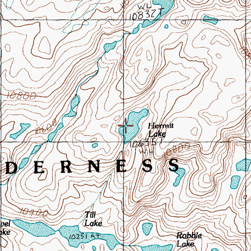 Topographic Map of Hermit Lake, MT