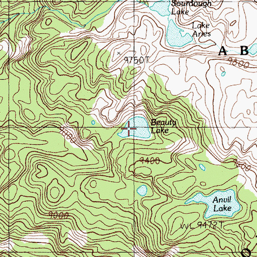 Topographic Map of Beauty Lake, MT
