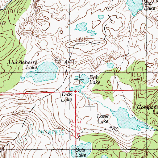 Topographic Map of Bob Lake, MT