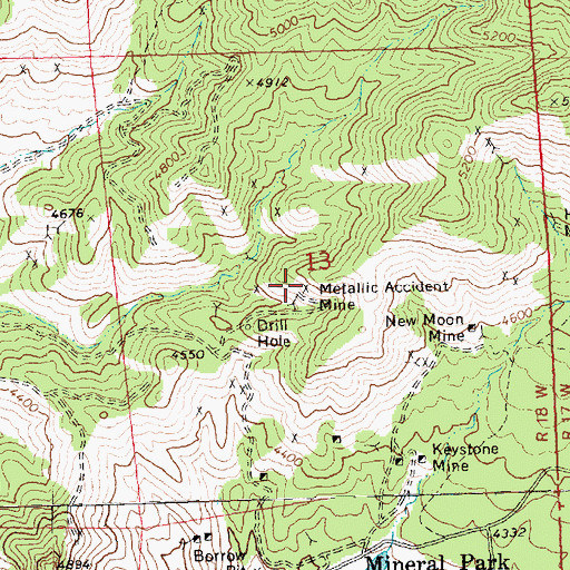Topographic Map of Metallic Accident Mine, AZ