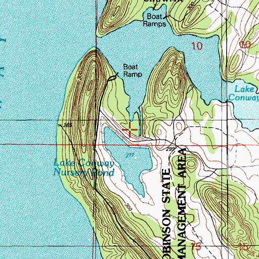 Topographic Map of Lake Conway Nursey Pond Dam, AR