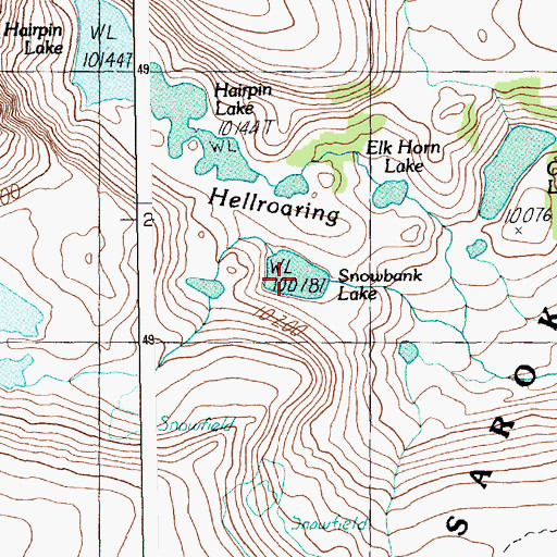 Topographic Map of Snowbank Lake, MT