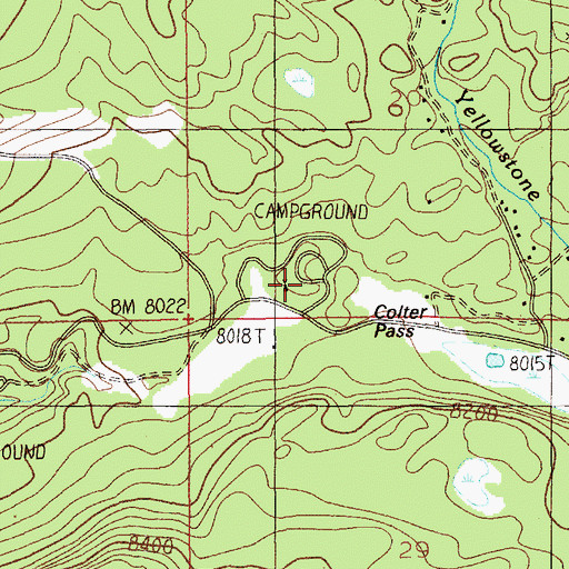 Topographic Map of Colter Campground, MT