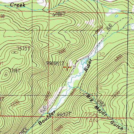 Topographic Map of Shiels and Ironsides Mine, MT