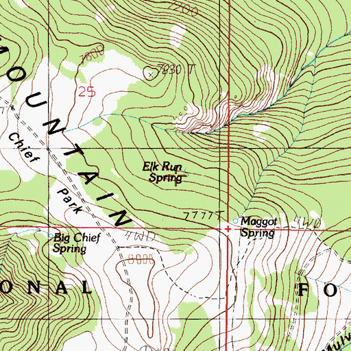 Topographic Map of Elk Run Spring, MT