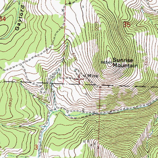 Topographic Map of Sunrise Mine, MT