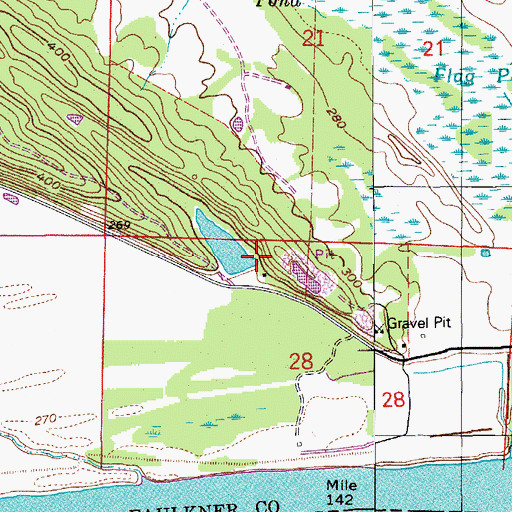 Topographic Map of Wisley Lake Dam, AR