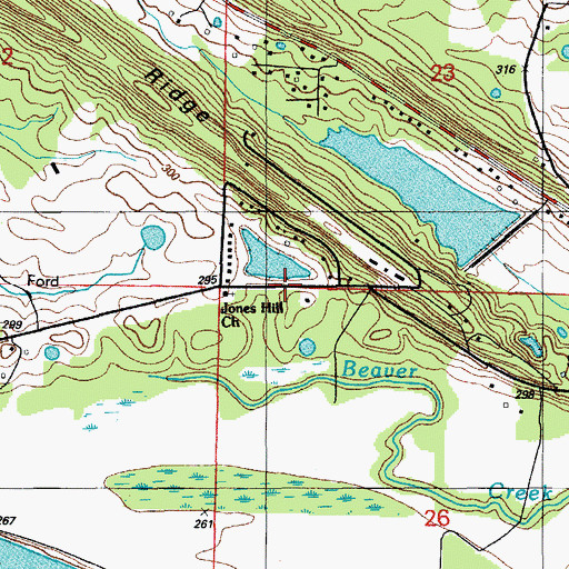 Topographic Map of Jewell Lake Dam, AR