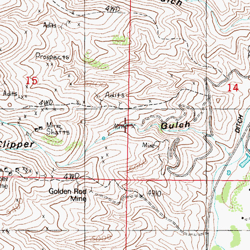 Topographic Map of Golden Antler Mine, MT