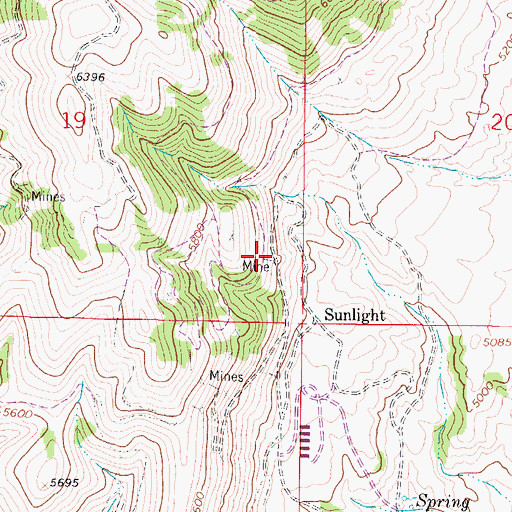 Topographic Map of Sunlight Mine, MT