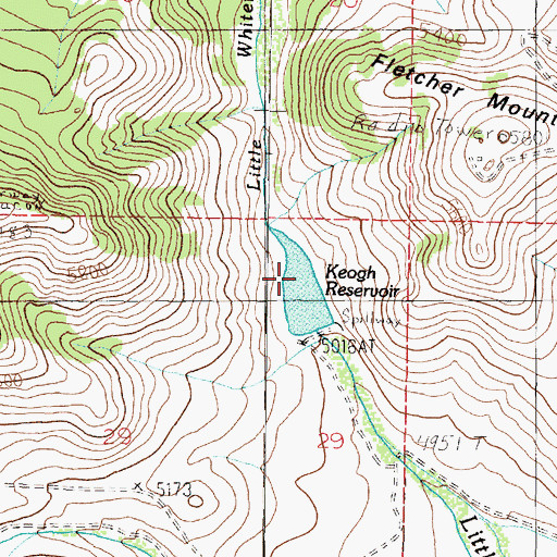 Topographic Map of Whitetail Valley, MT
