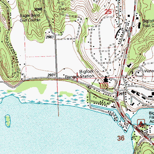 Topographic Map of Bigfork Post Office, MT