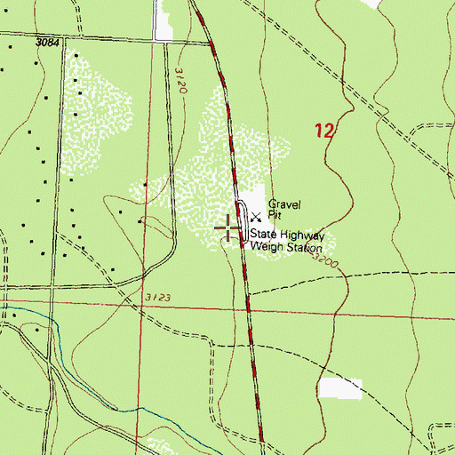 Topographic Map of Montana State Highway 83 Weigh Staton, MT