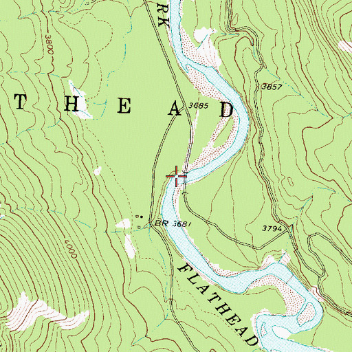Topographic Map of Billy R Garrett Memorial Bridge, MT