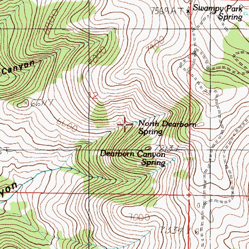 Topographic Map of North Dearborn Spring, MT