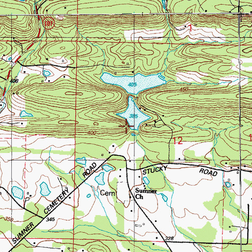 Topographic Map of Wilkins Lake Dam, AR