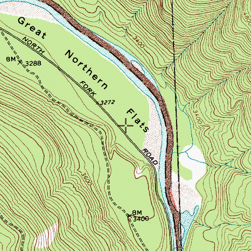 Topographic Map of Great Northern Flats use site, MT