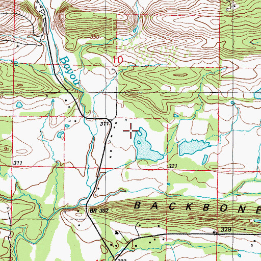 Topographic Map of Jackson Lake Dam, AR