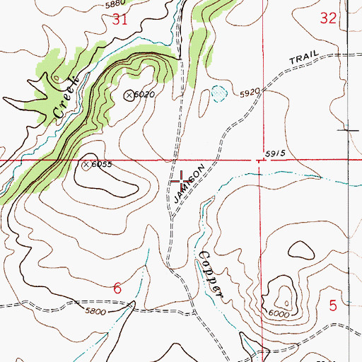 Topographic Map of Jamison Trail, MT